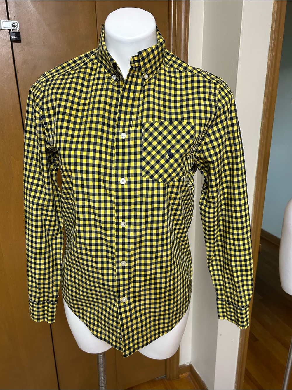 Ralph Lauren Yellow and Black Gingham Button-Down Shirt